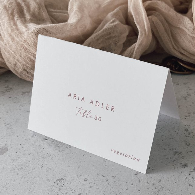 Modern Rose Script Wedding Menu Option Place Cards (Creator Uploaded)