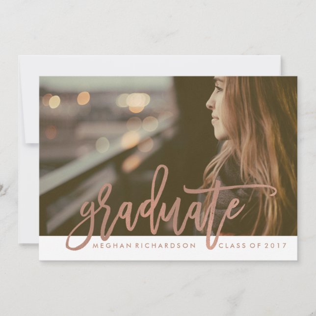 Modern Rose Typography | Photo for the Graduate Invitation (Front)