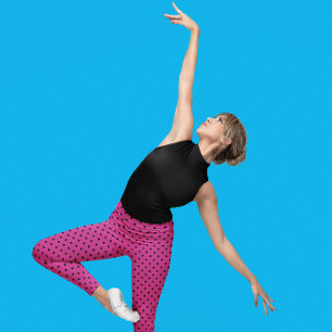 Modern Rose Violet and Black Dots  Leggings