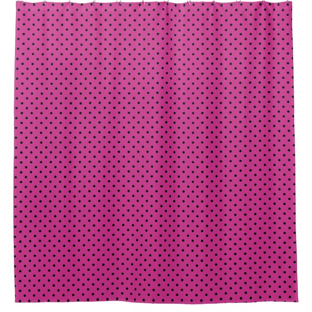 Modern Rose Violet and Black Dots  Shower Curtain (Front)