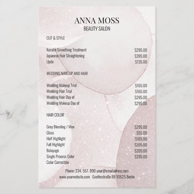 Modern Rosegold Glitter Flyer (Front)