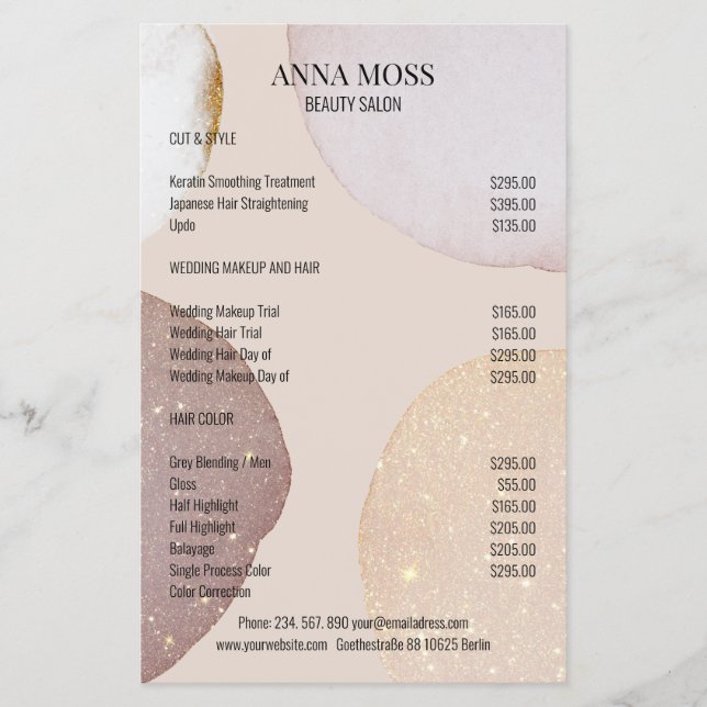 Modern Rosegold Glitter Flyer (Front)