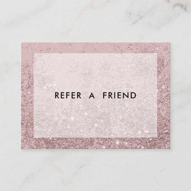 Modern Rosegold Glitter Salon Discount Card (Front)