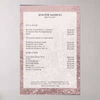 Modern Rosegold Glitter Salon Price List Poster