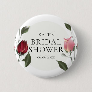 Modern Roses Bridal Shower 6 Cm Round Badge