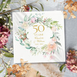 Modern Roses Garland Floral 50th Anniversary Napkin<br><div class="desc">Featuring a delicate watercolour floral greenery garland,  this chic botanical 50th wedding anniversary napkin can be personalized with your special anniversary information in elegant gold text. Designed by Thisisnotme©</div>