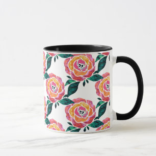 Modern Roses Mug Stained Glass Watercolor Floral