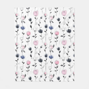 Modern roses pattern fleece blanket