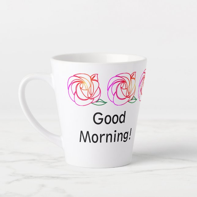 Modern Roses Personalised Latte Mug (Left)