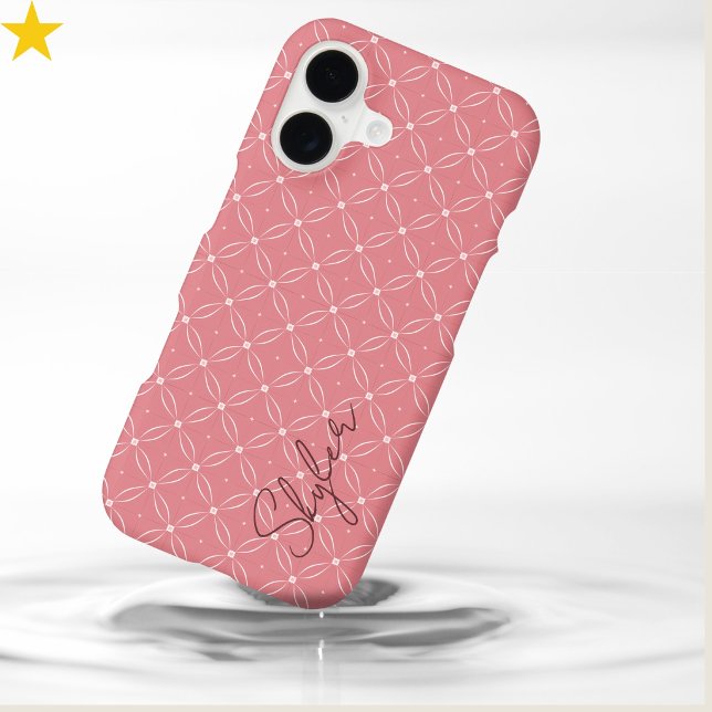 Modern Rosy Blush Pink Circle Tiles Custom Name  (Creator Uploaded)
