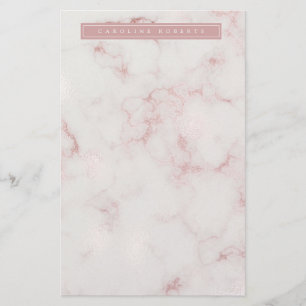 Modern Rosy Gold Marble Stationery