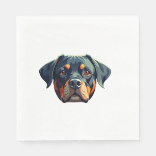 Modern Rottweiler Portrait � Bold Vector Style Dog Napkin