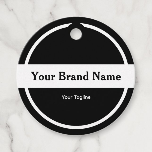 Modern Round Black Custom Logo Business Favour Tag (Front)