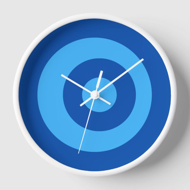 Modern Round Blue Wall Clock (Front)