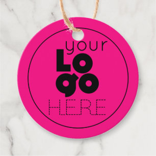 Modern Round Business Logo on Hot Pink Hang Tag