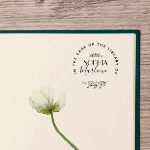 Modern Round Custom Book Botanical Rubber Stamp