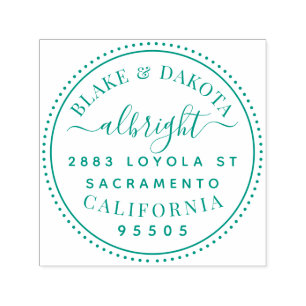 Modern Round Elegant Married Couple Address Self-inking Stamp