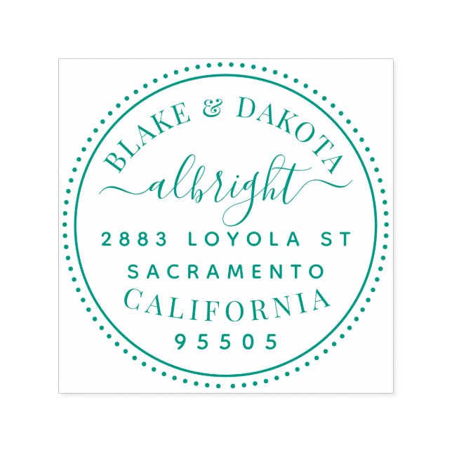 Modern Round Elegant Married Couple Address Self-inking Stamp (Design)