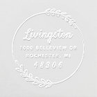 Modern Round Laurel Leaf Custom Last Name Address