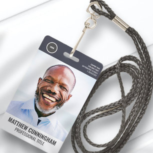 Modern Round Logo Employee Photo Name Barcode ID Badge