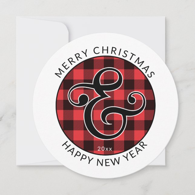 Modern Round, Merry Christmas | Ampersand & Plaid  Holiday Card (Front)
