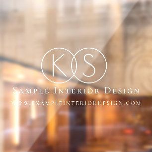 Modern Round Minimal Design Company Monogram Window Cling