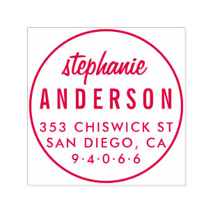 Modern Round Minimalist Full Name Return Address Self-inking Stamp