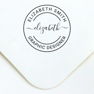 Modern Round Personalised Name and Job Title Self-inking Stamp