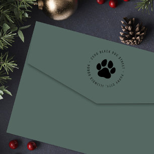 Modern Round Pet Lover Paw Print Return Address Self-inking Stamp