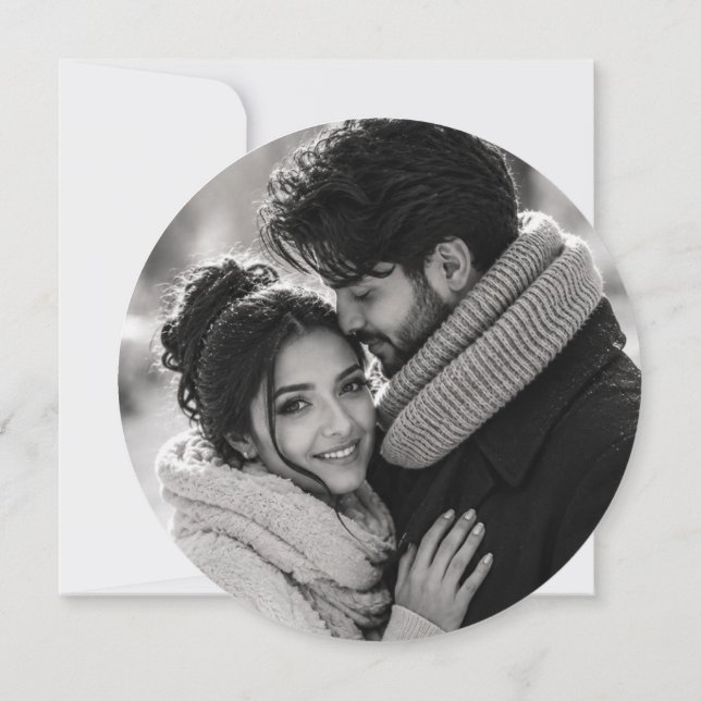 Modern Round Photo Wedding  Invitation (Back)