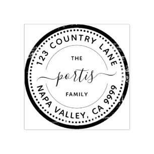 Modern Round Return Address Rubber Stamp