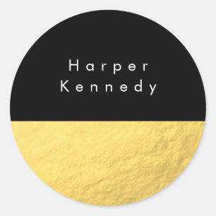 Modern Round Sticker Faux Gold Foil
