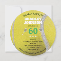 Modern Round Tennis Ball Personalised 60 Birthday