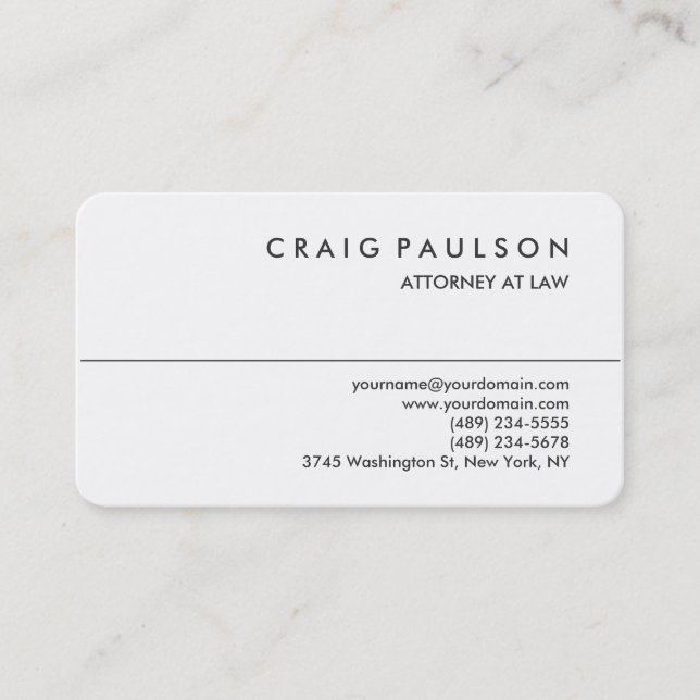 Modern Rounded Corner Attorney Business Card (Front)
