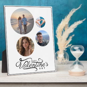 Modern Rounded Photo Collage Valentine’s Gift Plaque
