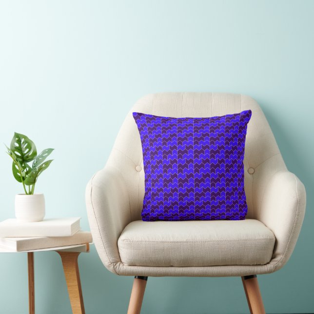 Modern Royal Blue and Purple Geometric Zigzag  Cushion (Chair)