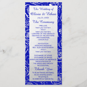 Modern Royal Blue and Silver Foil Floral Programme