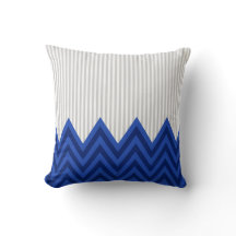 Modern Royal Blue Chevron Grey Stripes Pattern