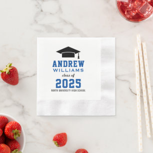 Modern Royal Blue Custom 2024 Graduation Party Napkin