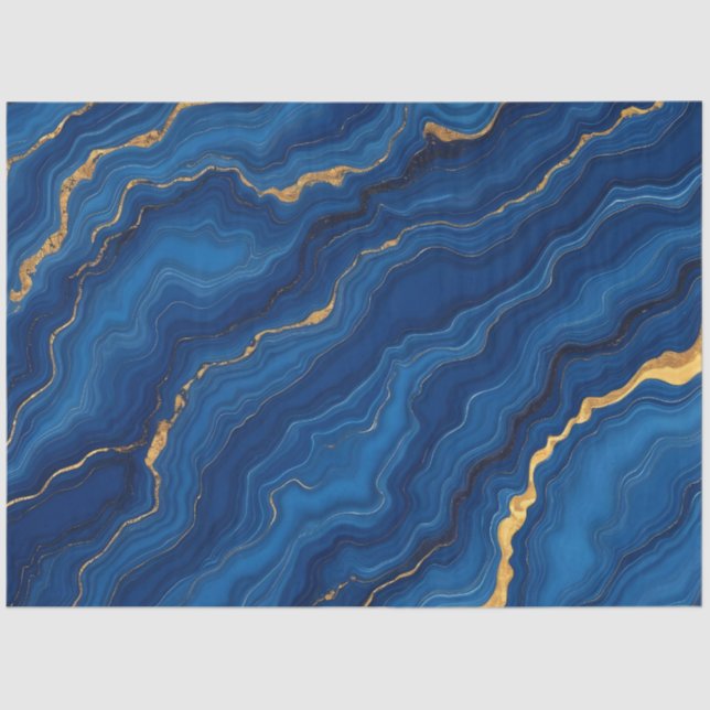 Modern Royal Blue Gold Marble Collection Tissue Paper (Front)