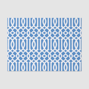 Modern Royal Blue Moroccan Trellis Pattern Tissue Paper