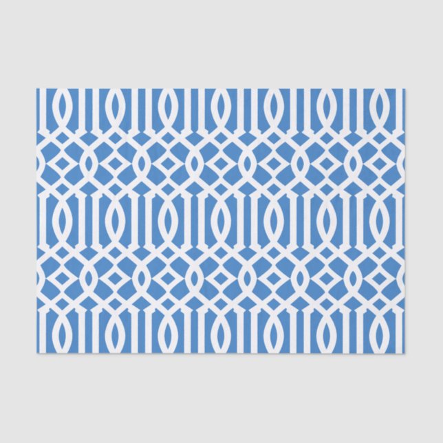 Modern Royal Blue Moroccan Trellis Pattern Tissue Paper (Front)