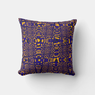 Modern Royal Blue Orange Wave Zig Zag Pattern Cushion
