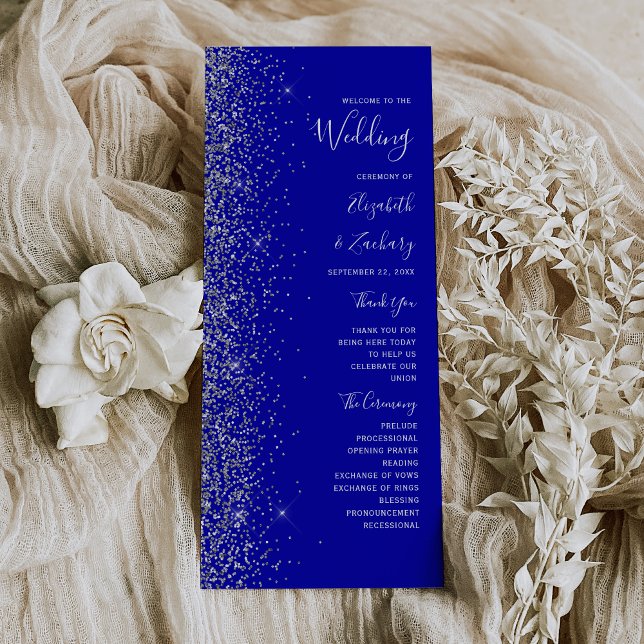 Modern Royal Blue Silver Glitter Edge Wedding (Creator Uploaded)