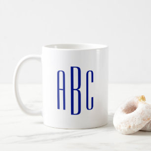 Modern Royal Blue Three Letter Monogram Coffee Mug