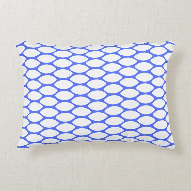 Modern Royal Blue White Pattern Accent Pillow (Front)