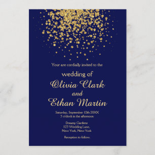 Modern Royal Blue with a Splash of Gold Invitation