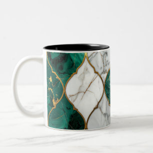 Modern Royal Emerald Green Mosaic & Gold CUP