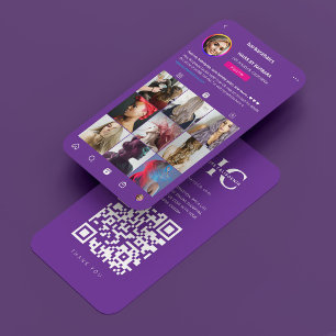 Modern Royal Purple Hair Stylist Braids Instagram Business Card