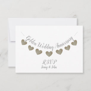 Modern RSVP 50th white golden wedding anniversary